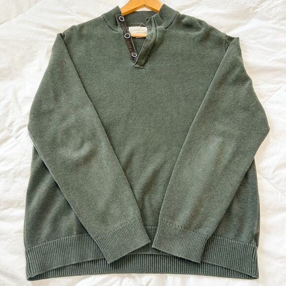 Frederick Anderson Copenhagen Green Cotton Quarter Snap Sweater Men’s Size XL - Picture 1 of 6